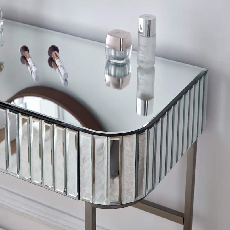 39" Modern Makeup Vanity Table with Stainless Steel Base (Mirror not included)