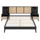 preview thumbnail 25 of 28, Queen Size Rattan and Wood Platform Bed Frame with 2 Nightstands and Lamps