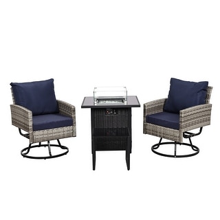 4 PCS Swivel Patio Conversation Set With Square Fire Table - Bed Bath ...