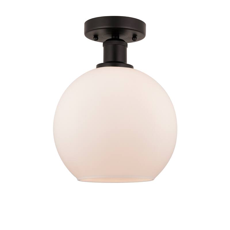 Innovations Lighting Edison Athens - 1 Light 8" Semi-Flush Mount - Oil Rubbed Bronze/Matte White