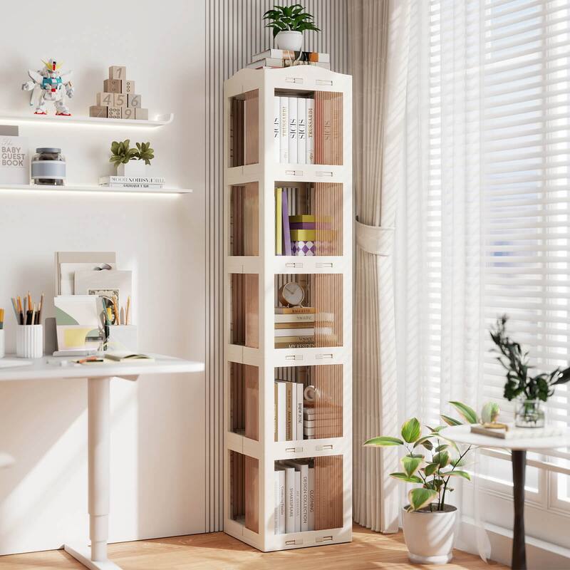 Costway 360° Spinning Bookcase with Swivel Base, 5-Tier Revolving - See Details