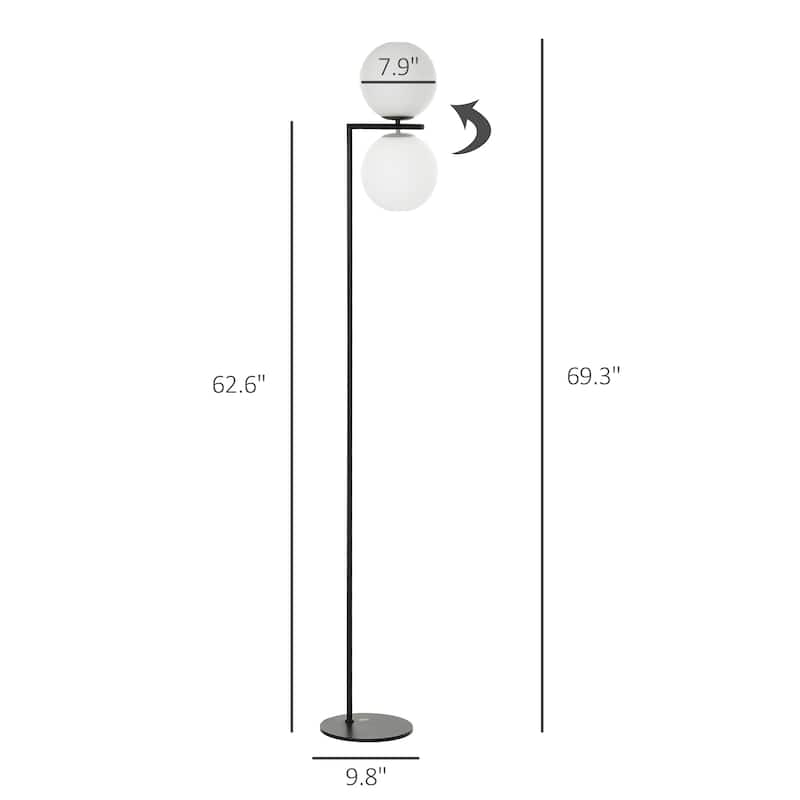 HOMCOM Metal Floor Lamp, Standing Light with Adjustable Lampshade for Living Room, Bedroom, Office