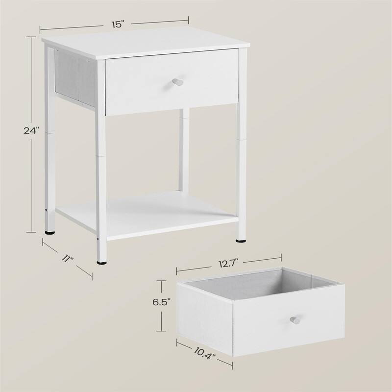 Nightstand, Side Table with Fabric Drawer