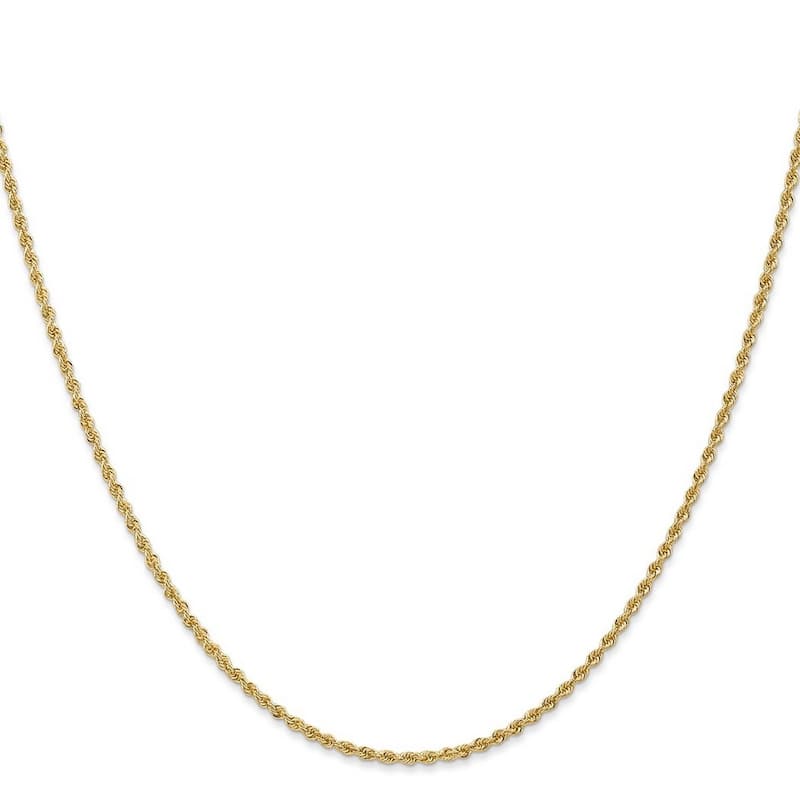 Curata 10k Yellow Gold 1.5mm Regular Rope Chain Bracelet Options: 7" 8"