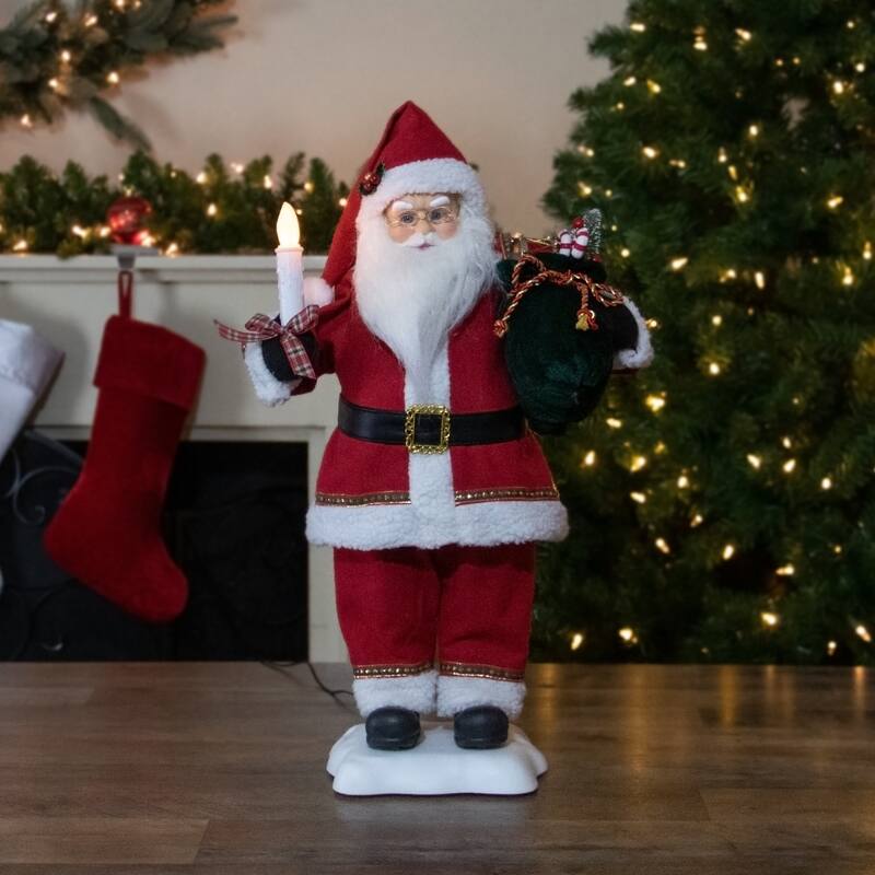 24-Inch Animated Santa Claus with Lighted Candle Musical Christmas Figure - 24"