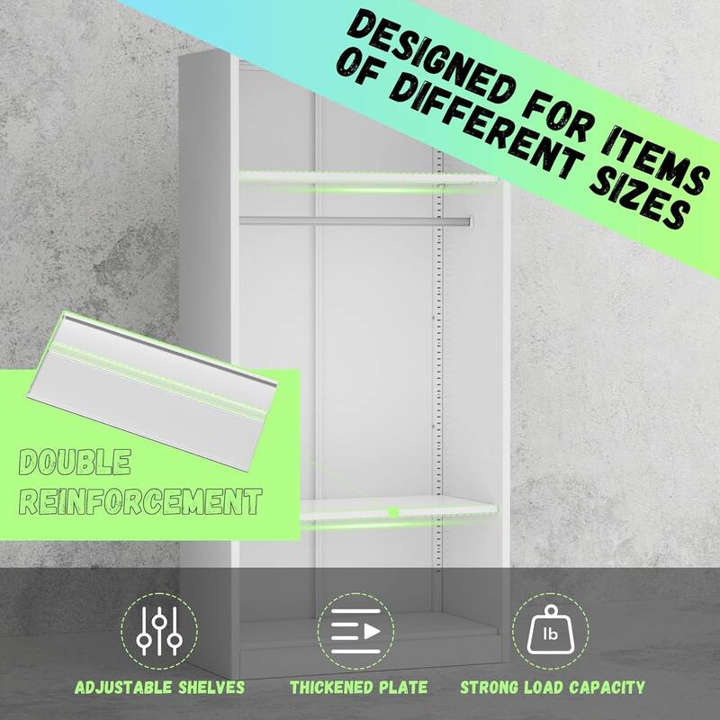 71'' - 72'' Tall Wardrobe Armoire Clothing Closet Storage Cabinet with Hanging Rod and Adjustable Shelves