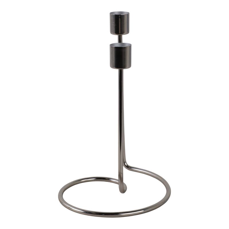 Modern Metal Taper Holder Open-Frame Design and Dual Candle Support