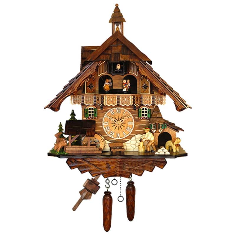14" Brown, Green, White Engstler Full Size B/O Cuckoo Clock