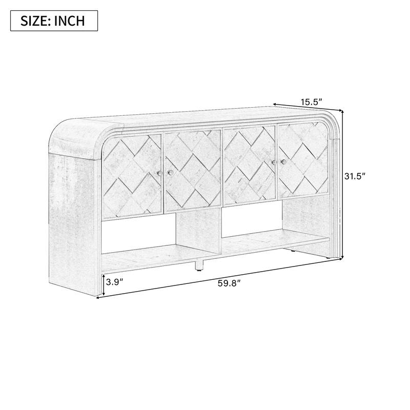Versatile Console Table Side Table with Storage Cabinet, Hallway Table Beige Brown Entryway Table with Shelves