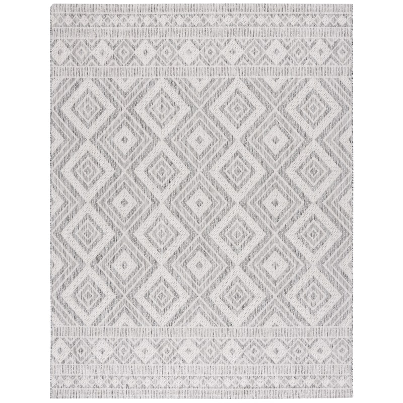 SAFAVIEH Courtyard Froukje Casual Waterproof Patio Backyard Rug - 9' x 12' - Light Grey/Dark Grey