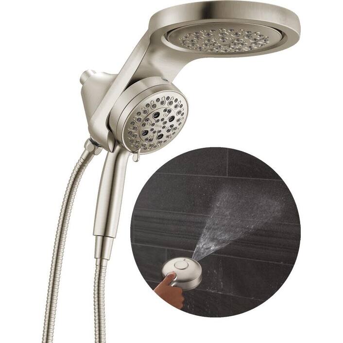 Delta 56000-25 HydroRain 2.5 GPM Multi Function 2-in1 Rain Shower Head - Lumicoat Stainless