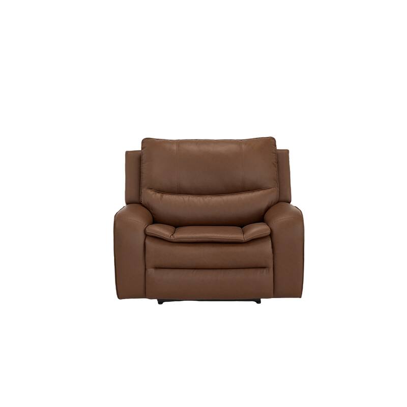 48.5" W Faux Leather Dual-Power Oversized Width Seat Recliner with USB & USB-C Charging, Ajustable Headrest - Light Brown