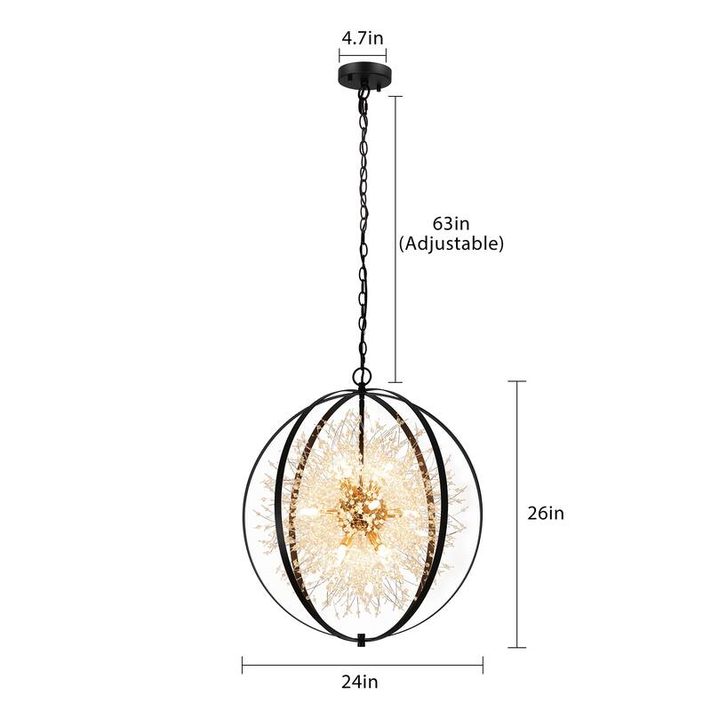 12-Light Modern Firework Chandelier Dandelion Light Sputnik Pendant Light