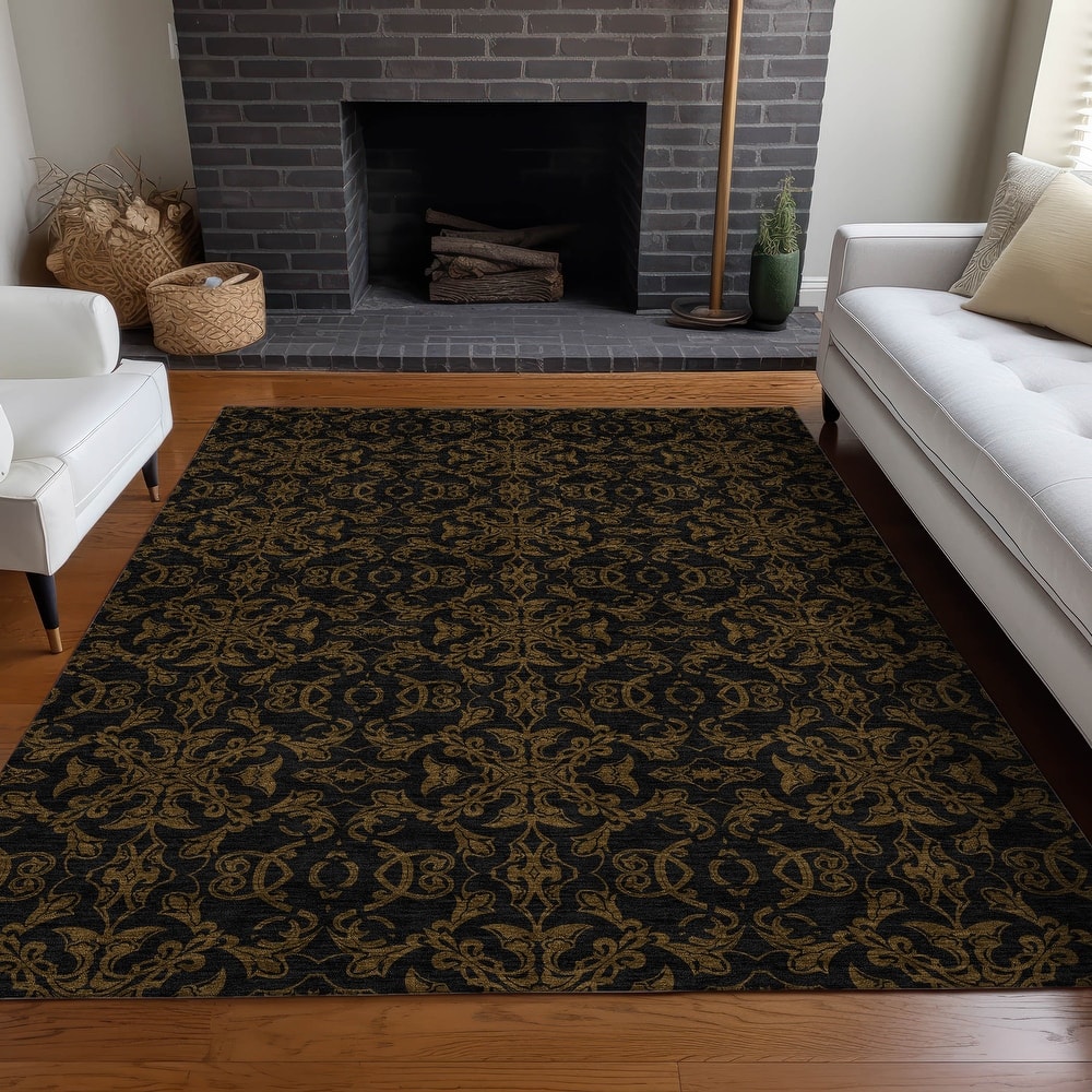 Premium Washable Super Soft Dark Traditional Mayfield Rug