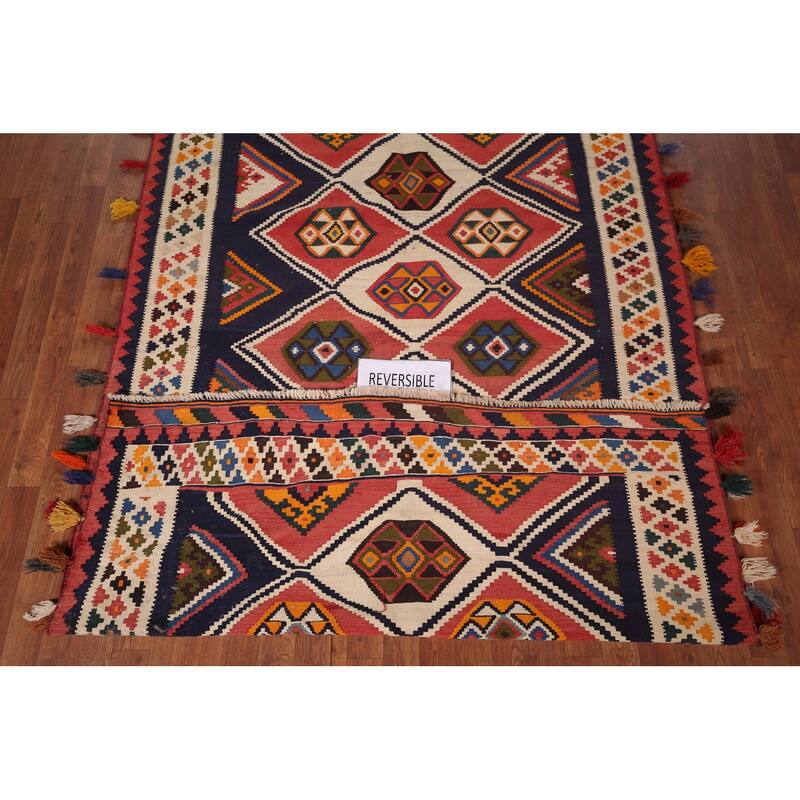 Kilim Qashqai Persian Area Rug Flatweave Wool Carpet - 5'4"x 8'1"