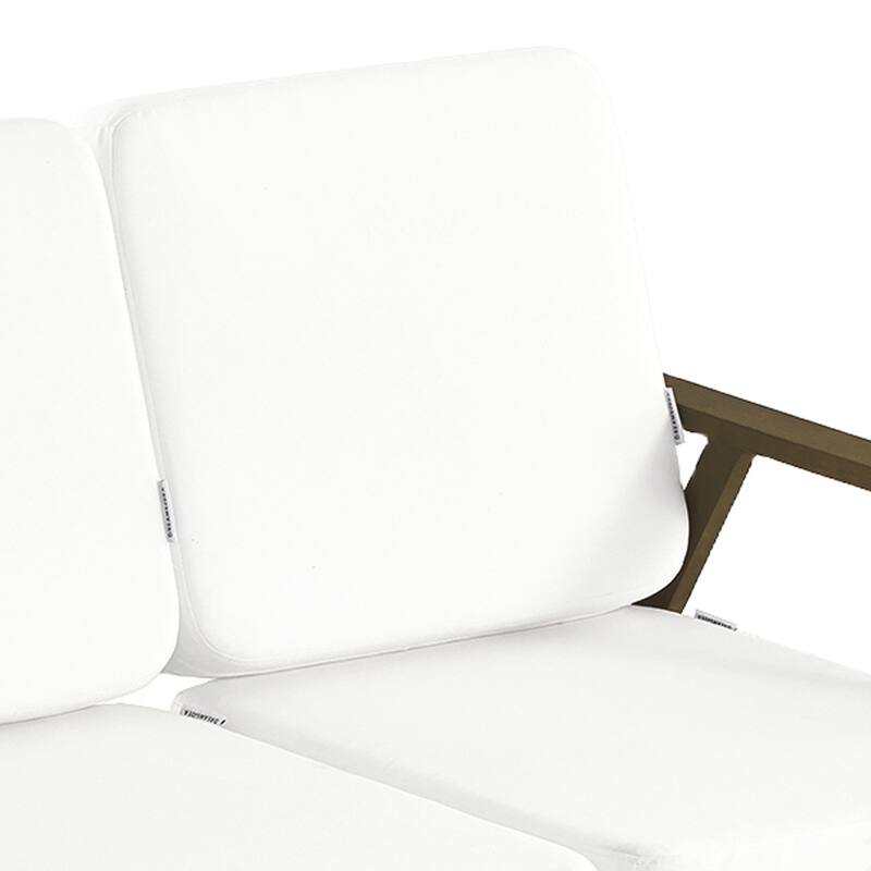 Modern Wood Cushioned Outdoor Patio Sofa Loveseat with Coffee Table