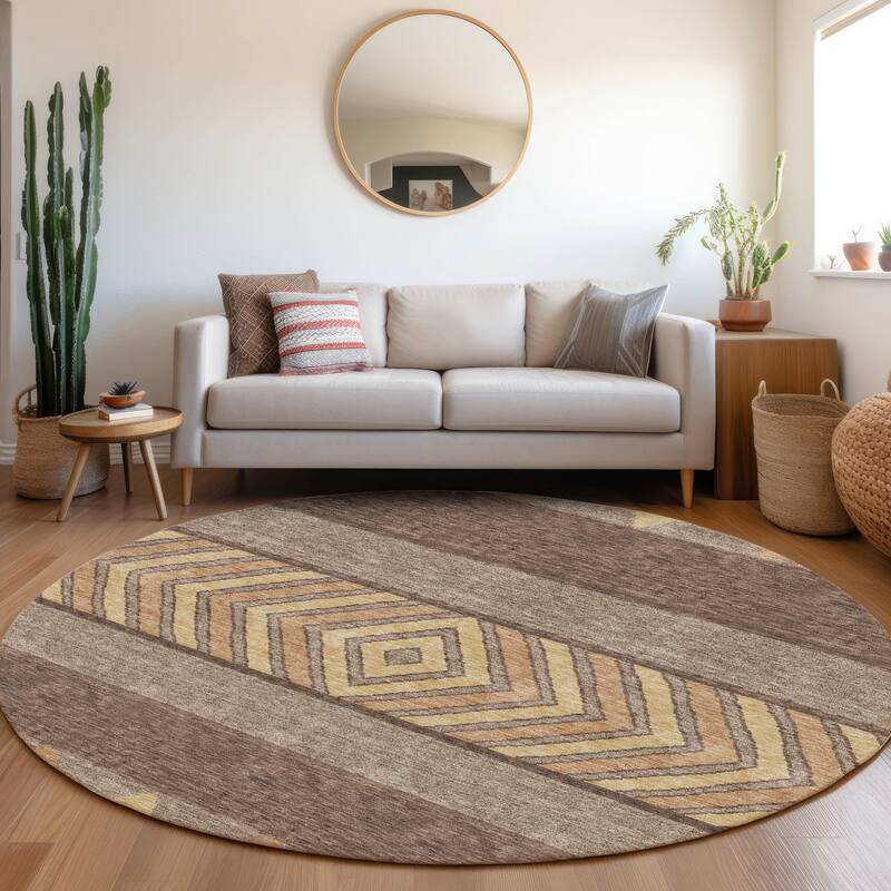 Premium Washable Super Soft Southwest Ombre Mayfield Rug - Brown - 8' x 8'