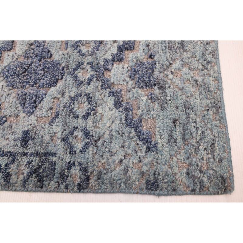 ECARPETGALLERY Hand-knotted Tangier Light Blue Wool Rug - 5'4 x 7'8