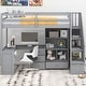 preview thumbnail 2 of 31, Twin Size Loft Bed with L-Shaped Desk, Storage Drawers, Cabinet, and Staircase, Space-Saving Design, Grey