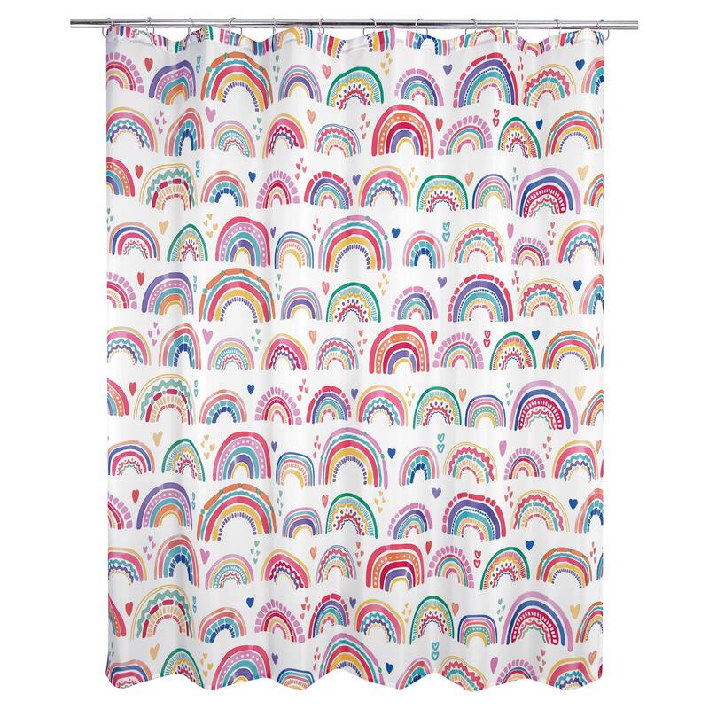 Rainbow Hearts Shower Curtain