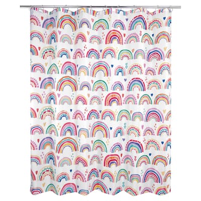 Rainbow Hearts Shower Curtain