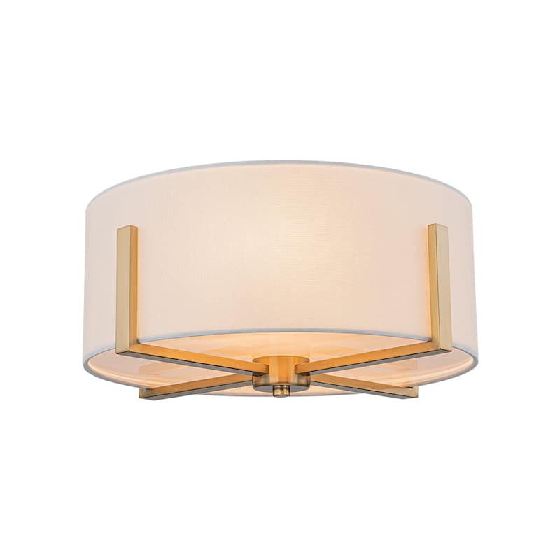 16.9''W 2-Light Drum Semi-flush Mount With White Fabric Shade