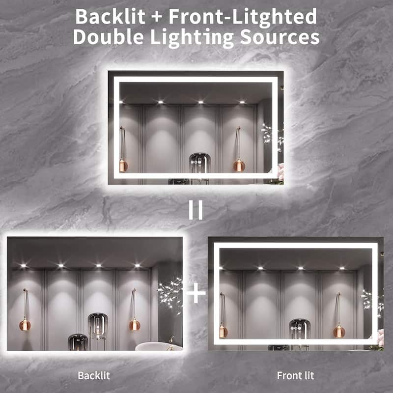 55x36 Inch Frameless LED Bathroom Mirror,Smart Mirror