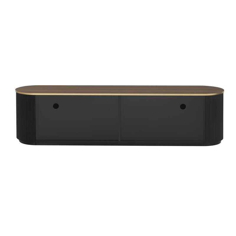 Modern Minimalist TV Stand for TV up to 80 Inches with 3 Drawers, 1 Shelf & 2 Cabinets - 70.8" D x 15.8" W x 18.2" H