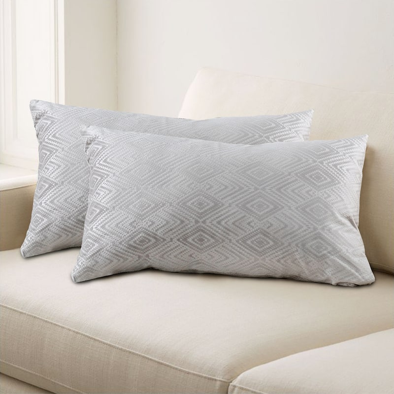 Tonopah Ikat Velvet Throw Pillow Cover Set, NO INSERT - 14" x 26" - Silver