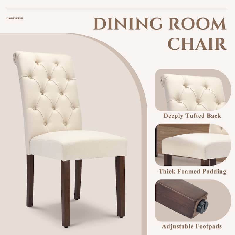Tufted Parsons Dining Chairs - Velvet-Like Upholstery & Padded Seats for Kitchen & Dining Room