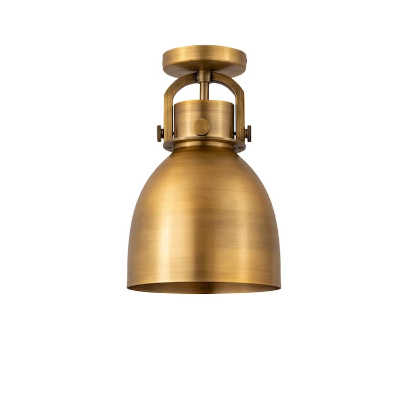 Innovations Lighting Newton Metal Bell - 1 Light 8" Flush Mount - Brushed Brass
