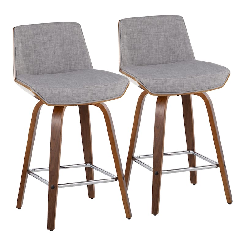 Carson Carrington Clemens 26" Fixed-Height Counter Stool with Bent Wood Legs & Square Footrest (Set of 2)