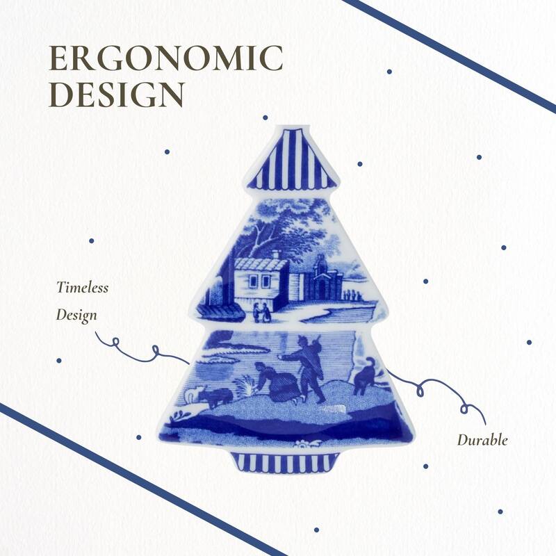 Spode Blue Italian Tree Shaped Ornament - 3.7 Inch x 2.4 Inch