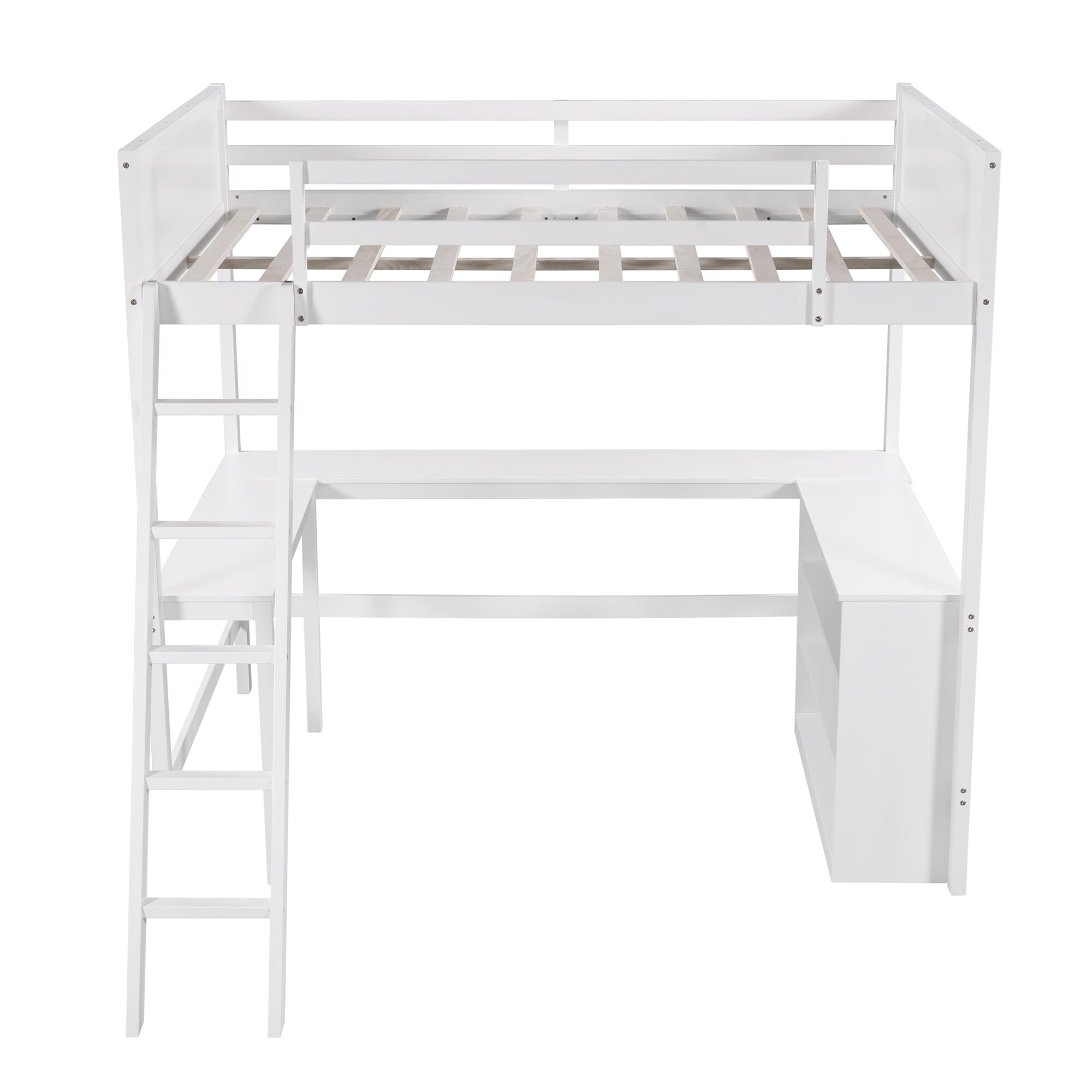 Full Size Loft Bed With Shelves Wooden Loft Bed With Desk Overstock