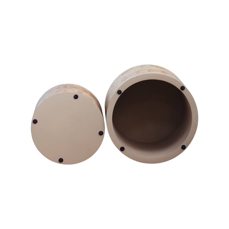 Nesting Coffee Table Set of 2, Modern Round Coffee Table, Wooden Circle Accent Tables for Small Spaces, Living Room