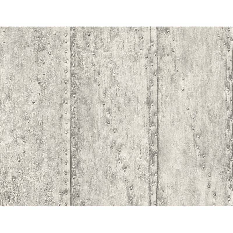 Seabrook Designs Faux Rusted Stud Panels Unpasted Wallpaper - 27 in. W x 27 ft. L - Alabaster