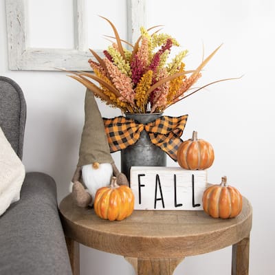 6" White Washed Wood Autumn Harvest Fall Sign