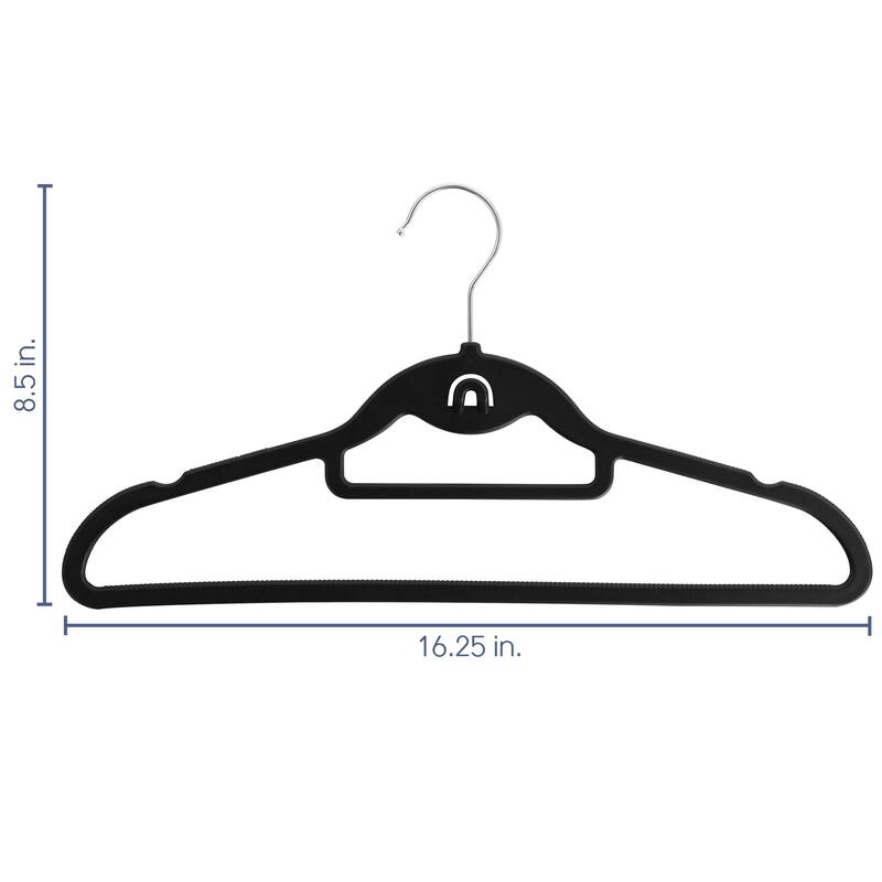 30 Piece Nonslip Rubber Hanger with Ridges and Hanging Tab in Black