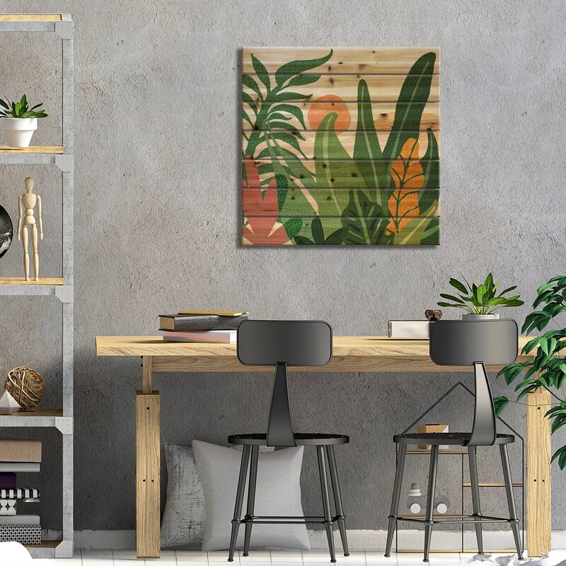 Desert Garden Sunset Print On Wood by Modern Tropical - Multi-Color