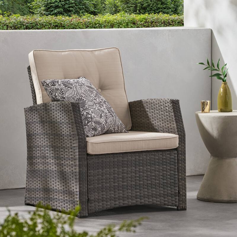 Roomfitters St Marta Outdoor Wicker Single Sofa Chair with Water Resistant Cushions, Patio Armchair - Single Unit