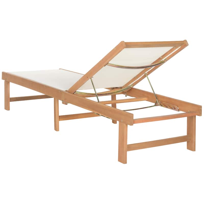 SAFAVIEH Outdoor Anaya Acacia Wood Lounge Chair - 24Wx75Dx13H