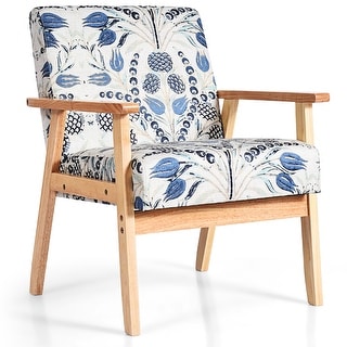 Costway Modern Accent Armchair Upholstered Lounge Chair w/Rubber Wood - 25'' x 26.5'' x 32''