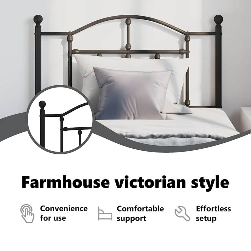 vidaXL 38.2 Inch Metal Headboard, Farmhouse Rustic Headboard Only