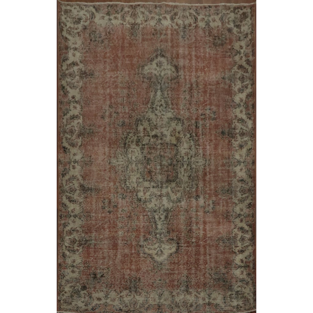 Hand Knotted Oriental 100% Wool Carpet Transitional Floral Red Anatolian Area Rug - 9' 5'' X 6' 0''