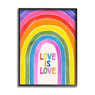 Stupell Love Is Love Phrase Vibrant Rainbow Arches Framed Wall Art ...