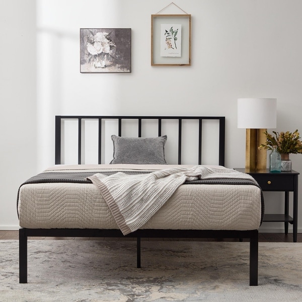 Metal platform bed frame with headboard deals