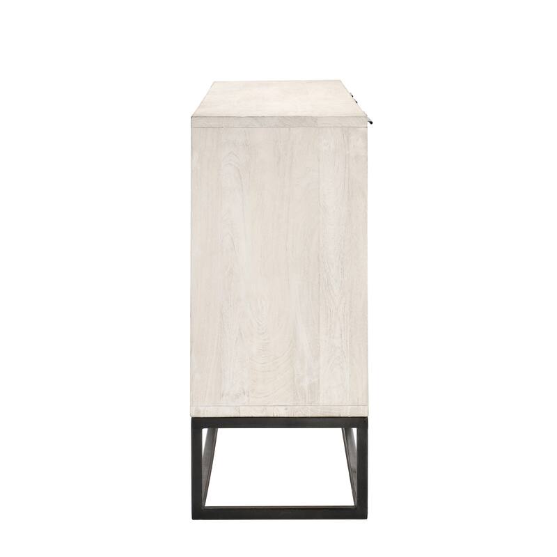 Classic Home Flint Four-Door Mango Wood Sideboard in Whitewash