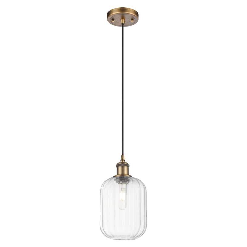Innovations Lighting Endless Possibilities Ballston - Preston - 1 Light 7" Jar Shade Cord Hung Mini Pendant - Clear/Brushed Brass