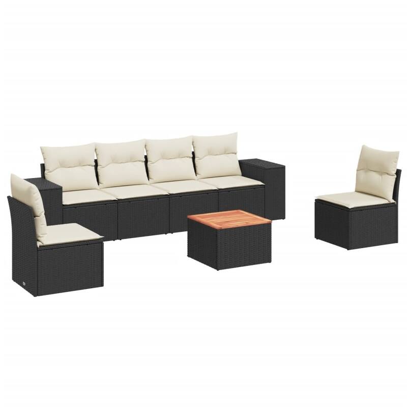 vidaXL Garden Sofa Set Black PE rattan 7 Piece Modular Garden Sofa Set - 21.7 x 21.7 x 14.6