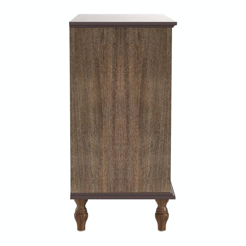 Large 4-Drawer Wood Dresser with Solid Wood Feet, Brown Finish & Metal Knobs, Antique Storage Chest